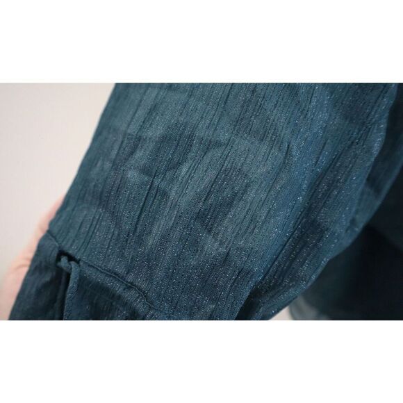 Kenzo 2TO172 5HA 73 Women's Sz 40 Deep Jade Sheer Layered Ruffle Blouse $325+ - Picture 4 of 13